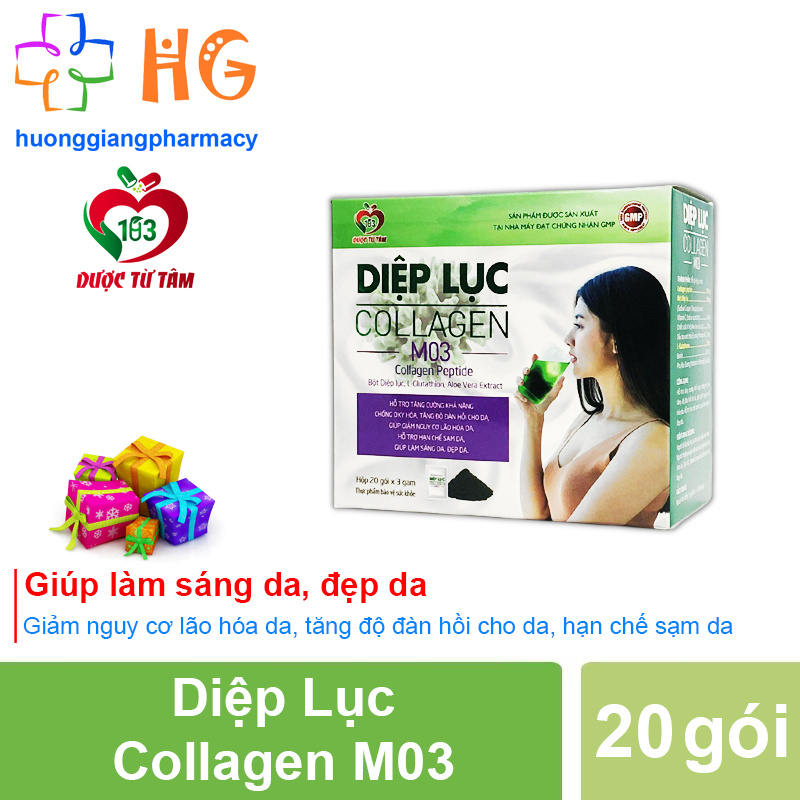 DIỆP LỤC COLLAGEN - Giúp làm sáng da, đẹp da,giảm nguy cơ lão hóa da, hạn chế sạm da (Hộp 20 gói)