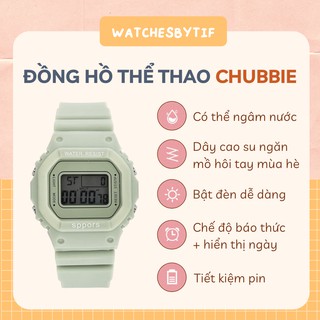 Đồng hồ thể thao điện tử CHUBBIE unisex màu xanh matcha - chống nước, bơi lội tốt✨