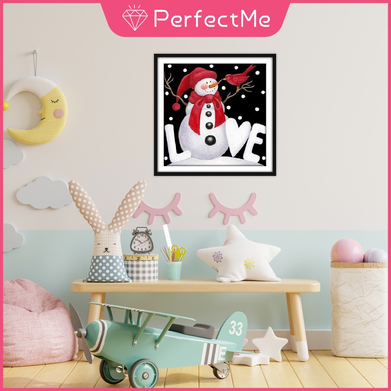 Bộ tranh đính đá 5d họa tiết người tuyết giáng sinh độc đáo DIY dùng trang trí nhà cửa