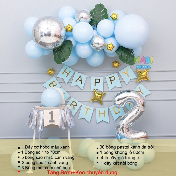 Combo set trang trí sinh nhật, thôi nôi, happy birthday cho bé trai, gái nhiều mẫu đầy đủ phụ kiện TH02