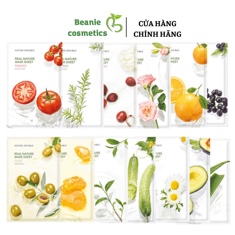 Mặt nạ Nature Republic Real Nature Mask Sheet Hàn Quốc 23ml dưỡng trắng cấp ẩm giảm mụn