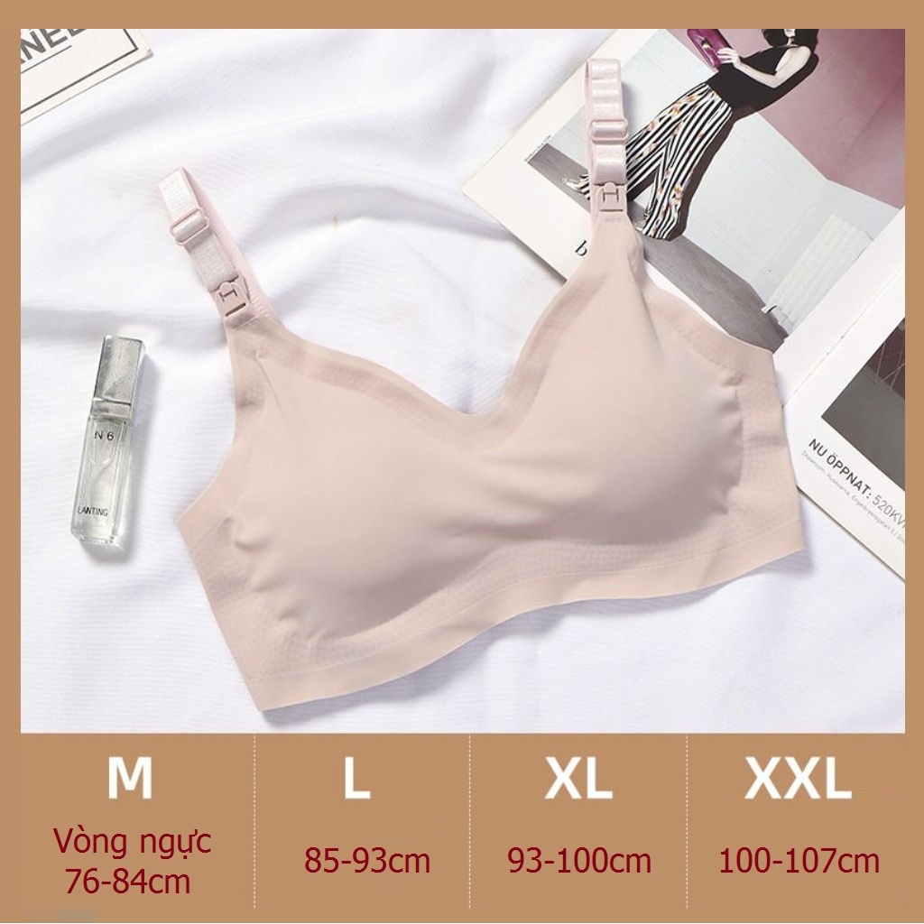 Áo lót bầu bra không gọng, mẹ mặc sau sinh thoải mái, vải su non mềm mịn, đủ size cho mẹ bầu