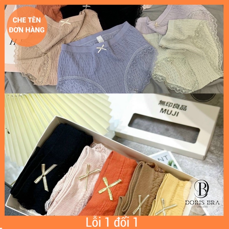 Hộp 5Quần lót nữ,QL114- Quần lót Doris cotton lỗ thông hơi kháng khuẩn mềm ôm dễ mặc,co giãn tốt