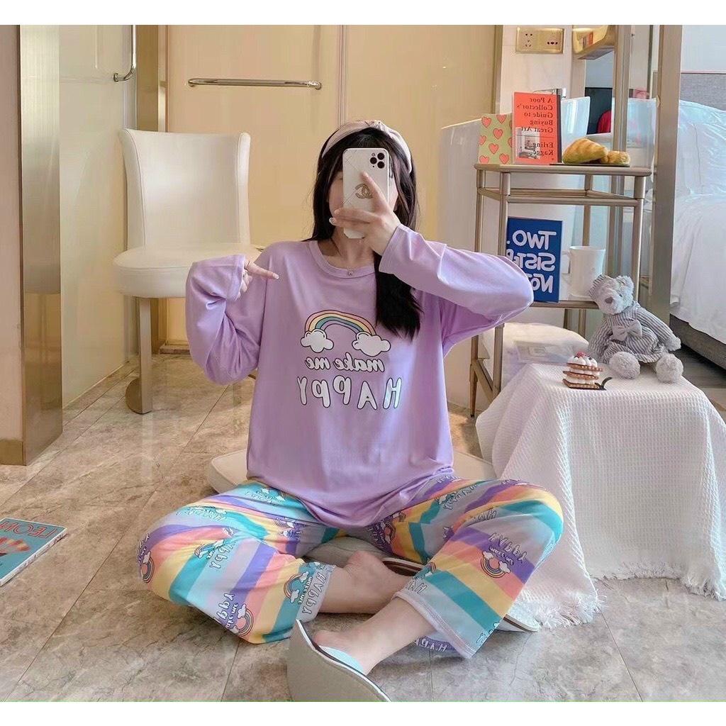 Set bộ tay dài hoạt hình Qc thun co giãn