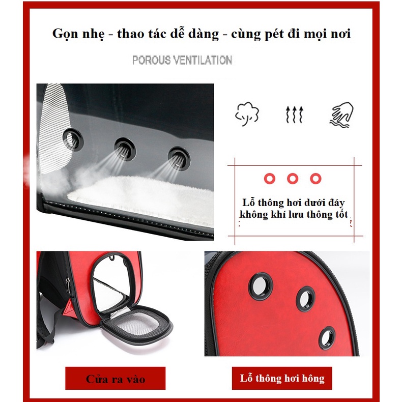 Balo vận chuyển chó mèo trong suốt - size lớn chó mèo &lt; 15kg - A220