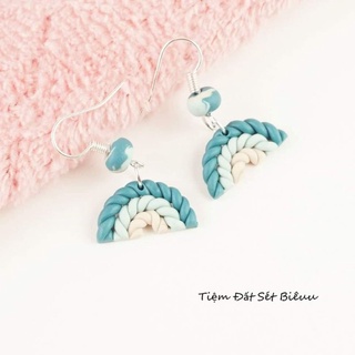 Khuyên tai đất sét Polymer handmade Blue Rainbow