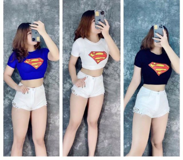 Áo croptop siêu nhân in hình ngũ giác (HÌNH THẬT 100%)