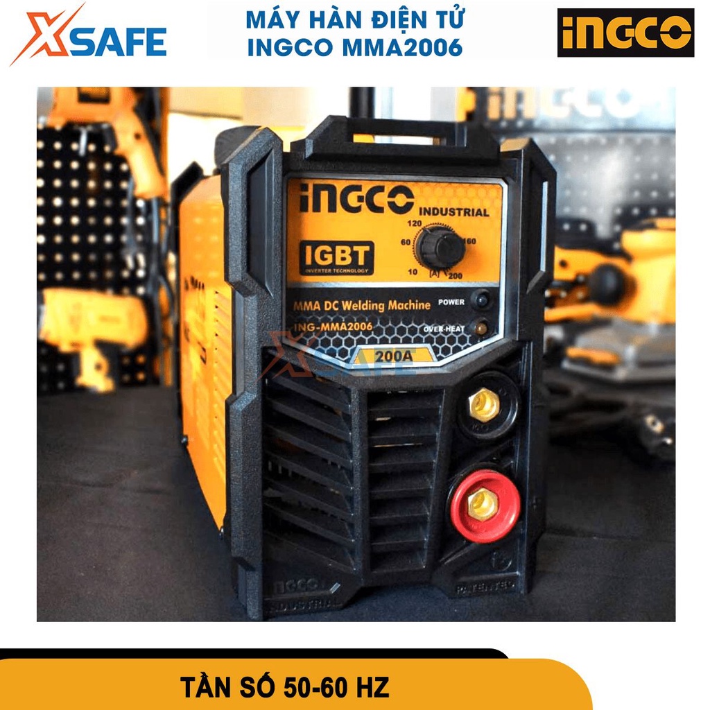 Máy hàn điện tử Inverter INGCO ING-MMA2006  IGBT, công suất 6.3kVA, điện áp 220 - 240V/50Hz - 60Hz [CHÍNH HÃNG][XSAFE]