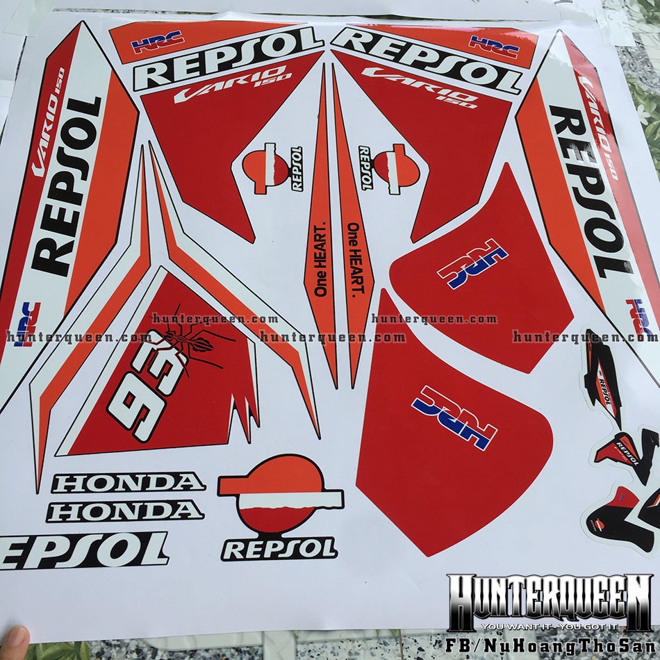 Tem rời Vario 2015 Repsol.Thay đổi màu sắc và chi tiết theo yêu cầu. Sắc nét, bền màu
