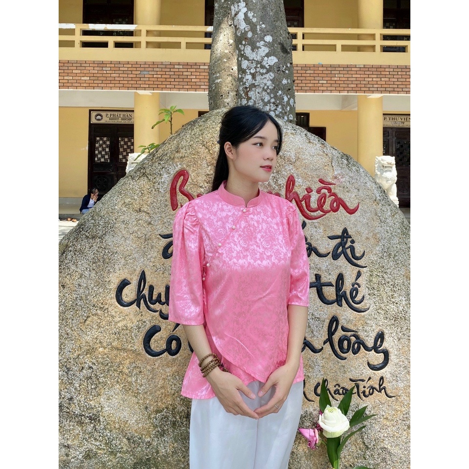 Đồ Lam Đi Chùa #Mẫu Sẫm Gấm Xẻ Tà# Quần Áo Nữ