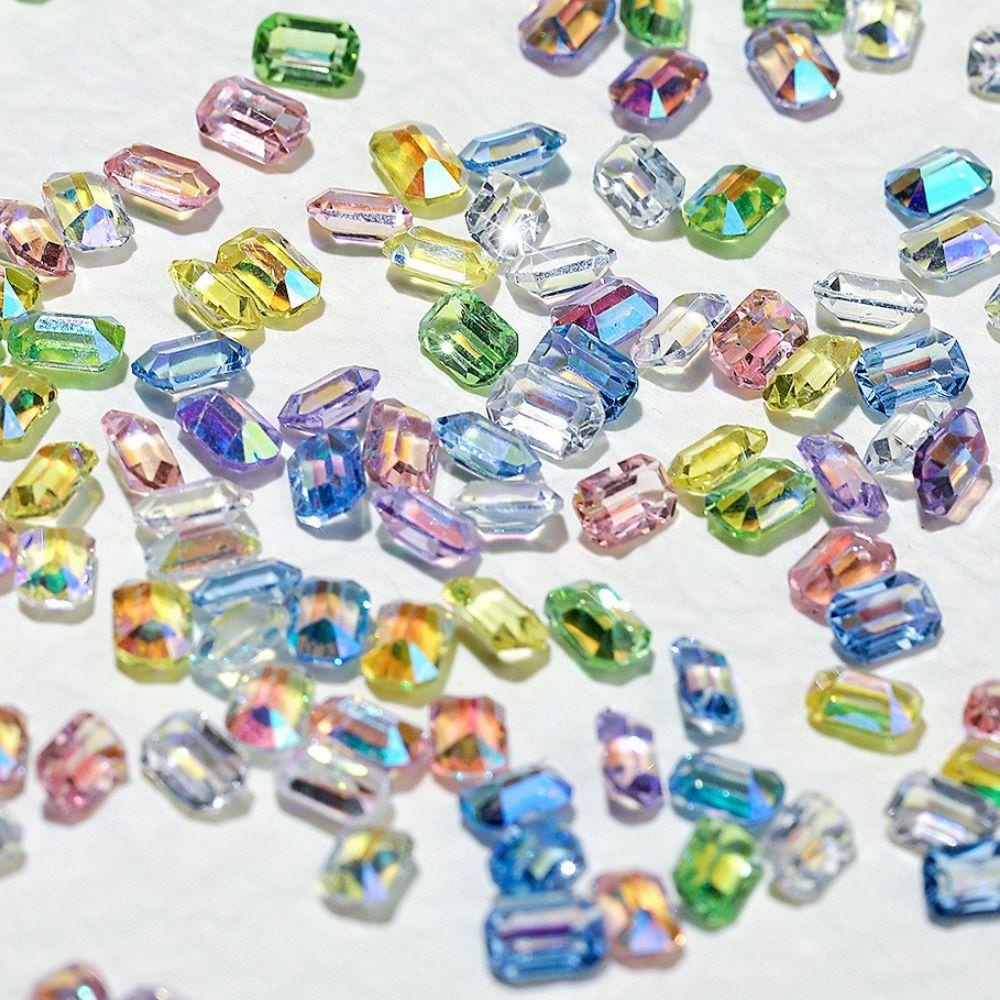 Set 100 Phụ Kiện Trang Trí Móng Tay 3D DIY Hình Vuông Họa Tiết Trái Tim Tình Yêu