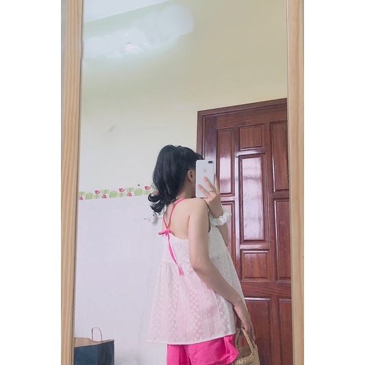 Đồ Bộ Nữ 👚Đồ Bộ Nữ mặc nhà hai dây buộc nơ hoạ tiết hoa nhí - quần ngắn mã QA02 | BigBuy360 - bigbuy360.vn