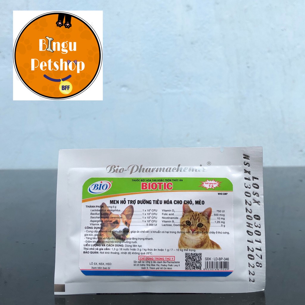 (Hình tự chụp) BioTic 5g - Men tiêu hóa cao cấp dành cho chó mèo