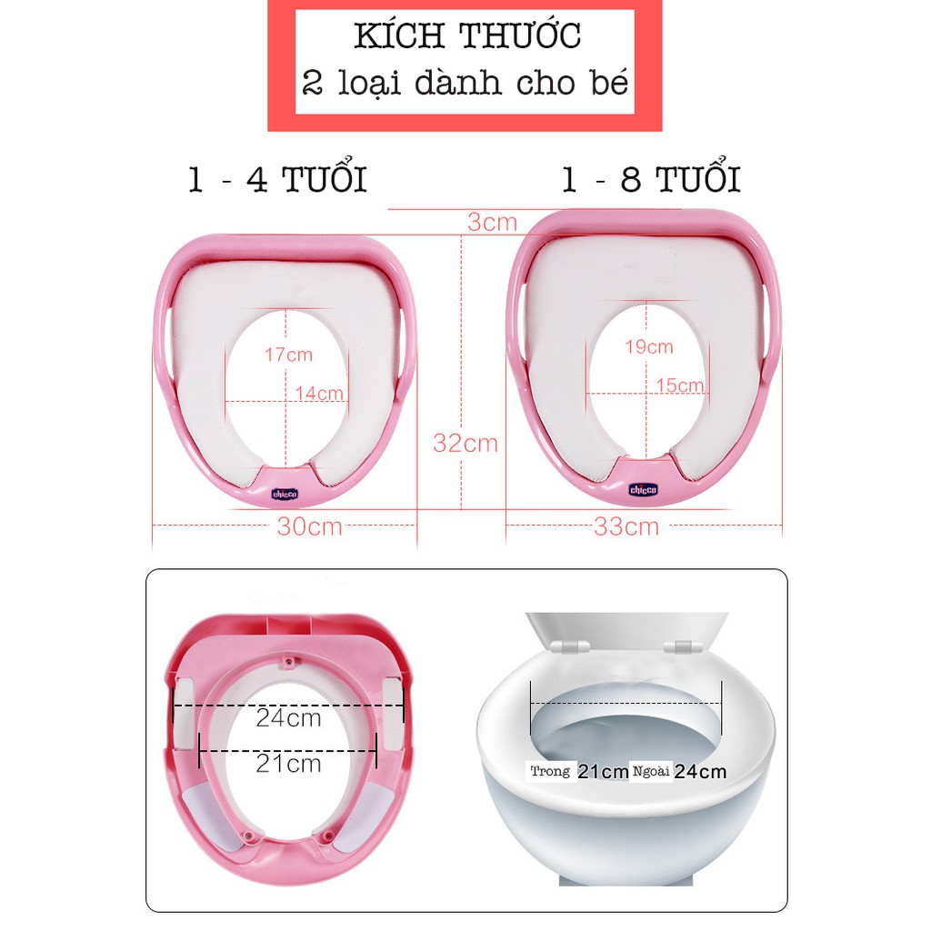 {Chính Hãng} Bệ ngồi toilet chicco màu xanh từ 1 tuổi đến 4 tuổi