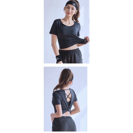 Áo Croptop Thể Thao Lưng Xoắn Naqi Vải Thun Lạnh Co Dãn Tốt Tập Gym Yoga Nữ - AC046