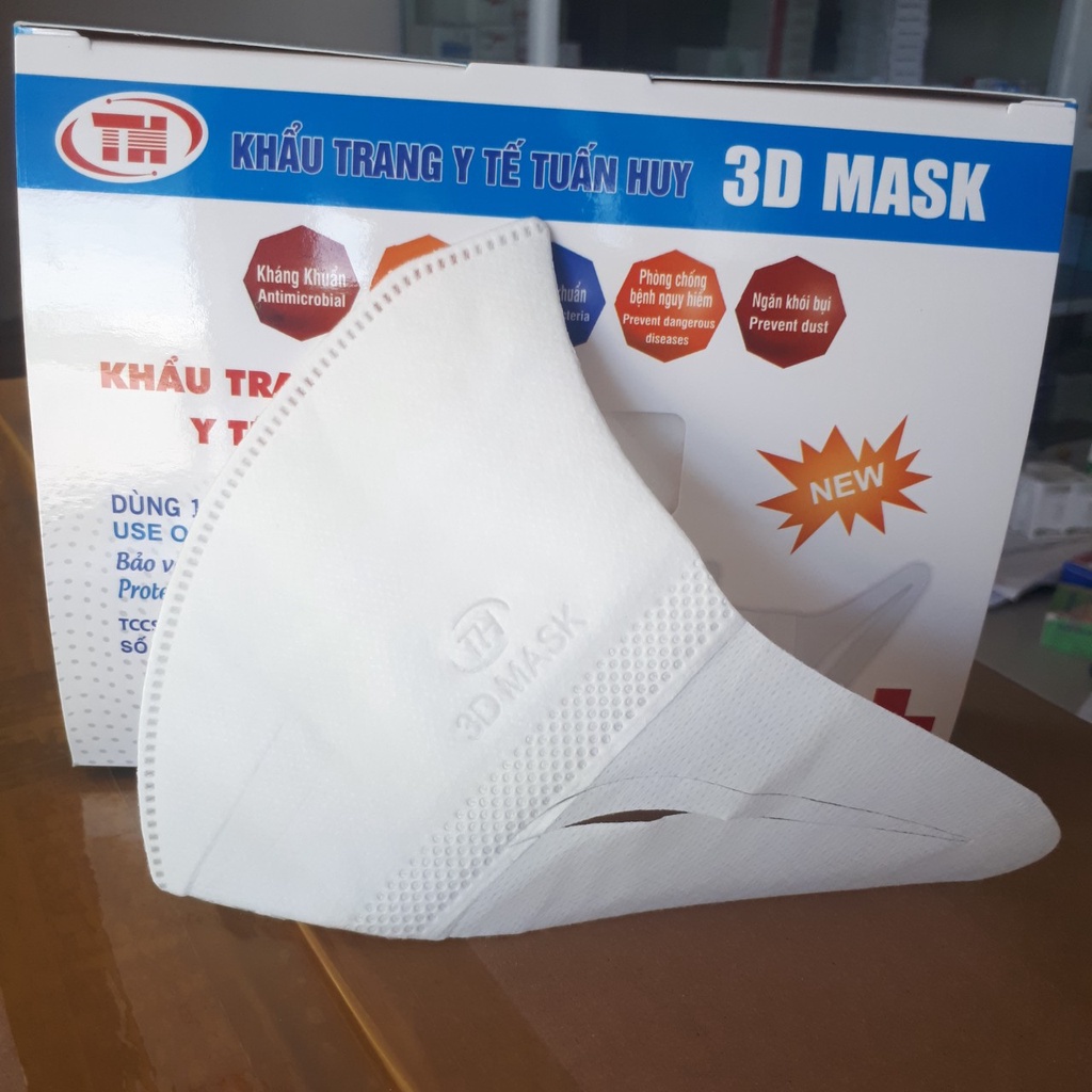 Khẩu Trang 3D MASK Chính Hãng Trung Hiếu, Monji Loại Đẹp Vải Kháng Khuẩn [Hộp 50c]