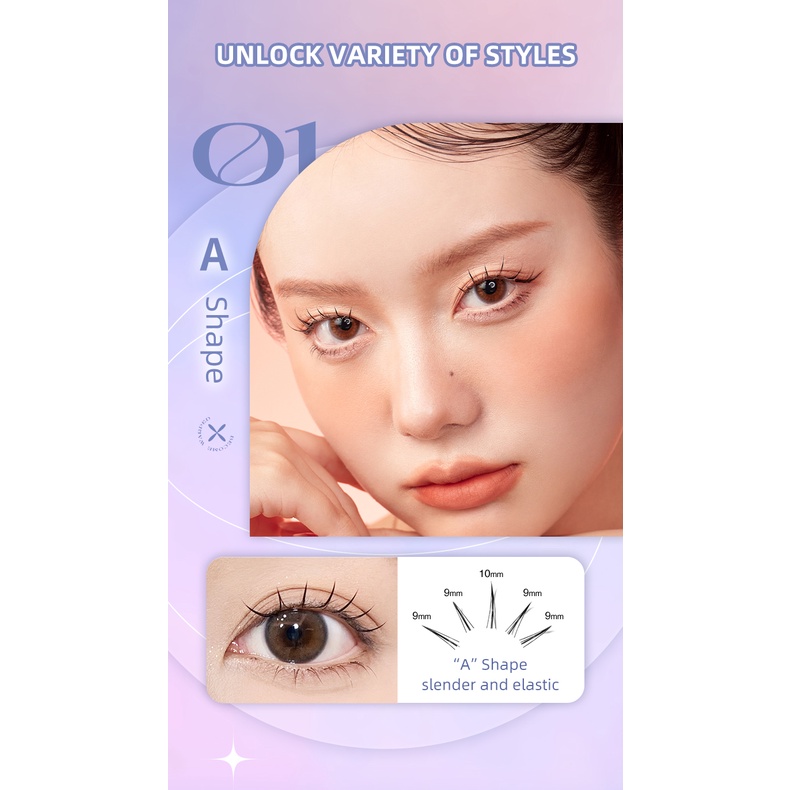 Set 120/ 200 cụm lông mi giả UKISS 9mm 10mm 11mm tự trang điểm chuyên nghiệp