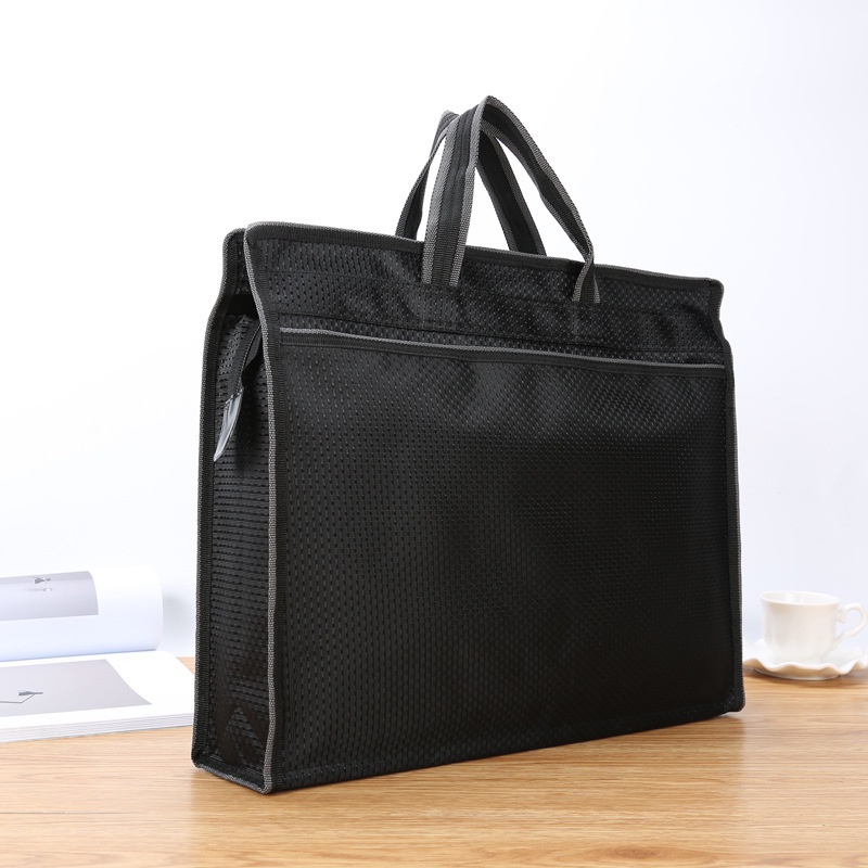Túi xách khổ A4 bằng vải Canvas họa tiết chấm bi có khóa kéo tiện dụng | BigBuy360 - bigbuy360.vn
