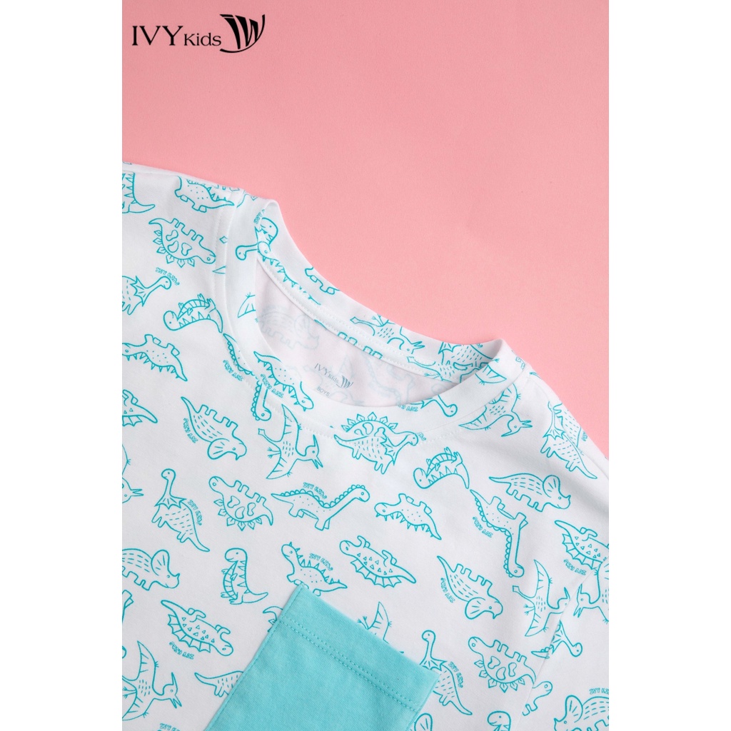 Bộ đồ khủng long phối túi bé trai IVY moda MS 57K1482