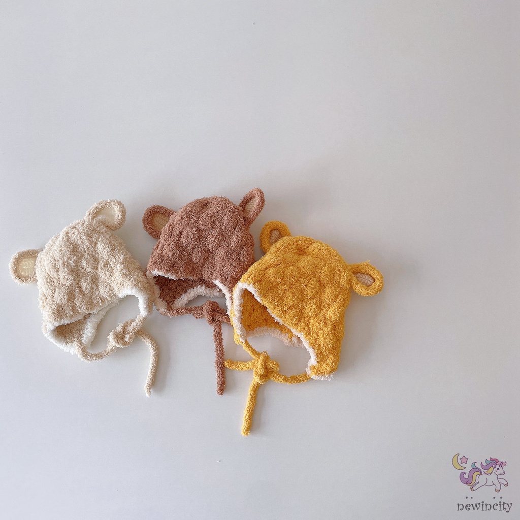 Mũ len trùm tai giữ ấm kiểu Hàn Quốc cho bé