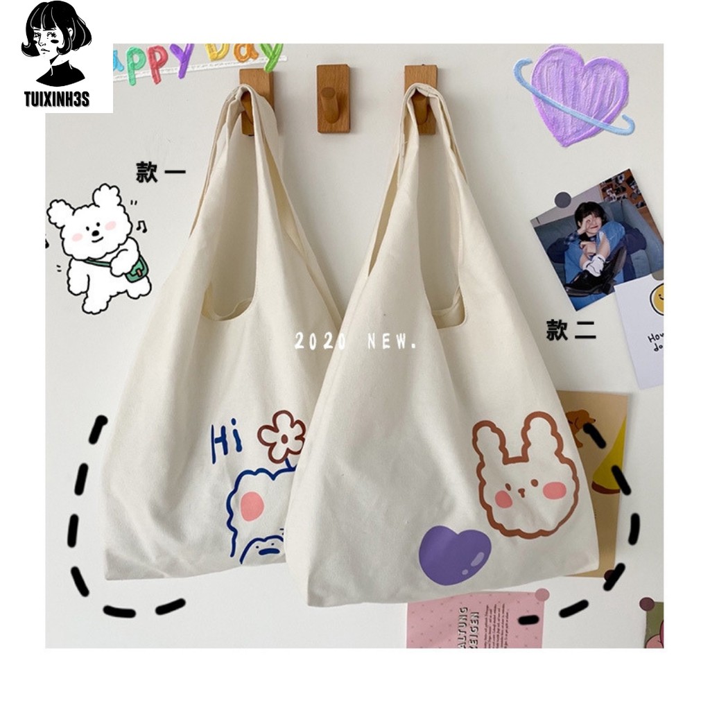 Túi Vải In Theo Yêu Cầu Có Khóa + Túi Con - Vải Canvas Siêu Bền Siêu Đẹp