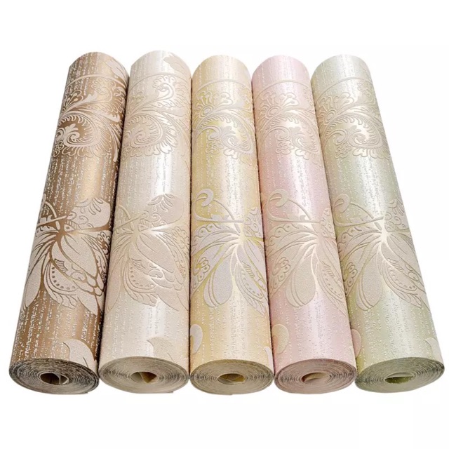 10 m giấy dán tường hoa lá in nổi 3d khổ 53 cm ( dùng keo )