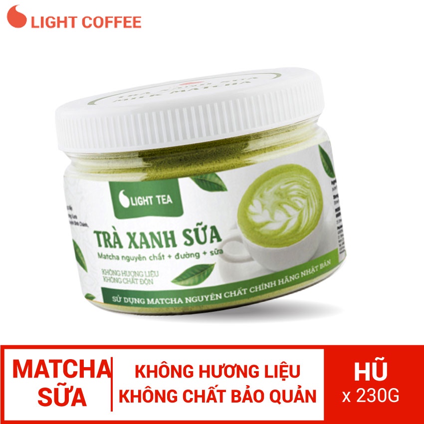 Bột trà xanh sữa, matcha chính hãng Nhật Bản, thơm ngon, tiện lợi Light Coffee - Hũ 230g