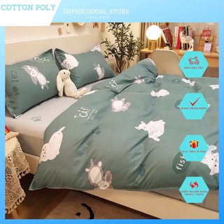 [Giá rẻ] Set Ga Poly Mèo Mon Ga Xám - Đẹp Độc Lạ ( Shinbedding )