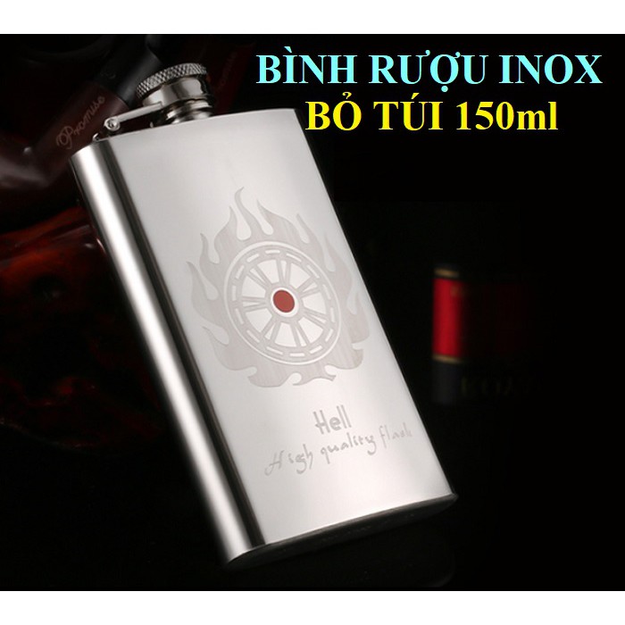 Bình rượu inox Honest 5oz (150ml), hoa văn cổ điển phá cách, bỏ túi tiện dụng & sang trọng