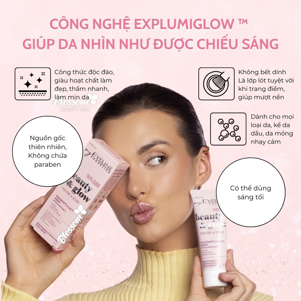 Kem dưỡng Eveline You’re a star Beauty & Glow dưỡng da trắng mịn, căng bóng, sáng hồng