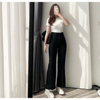 QUẦN ỐNG LOE LƯNG CAO 2 NÚT
