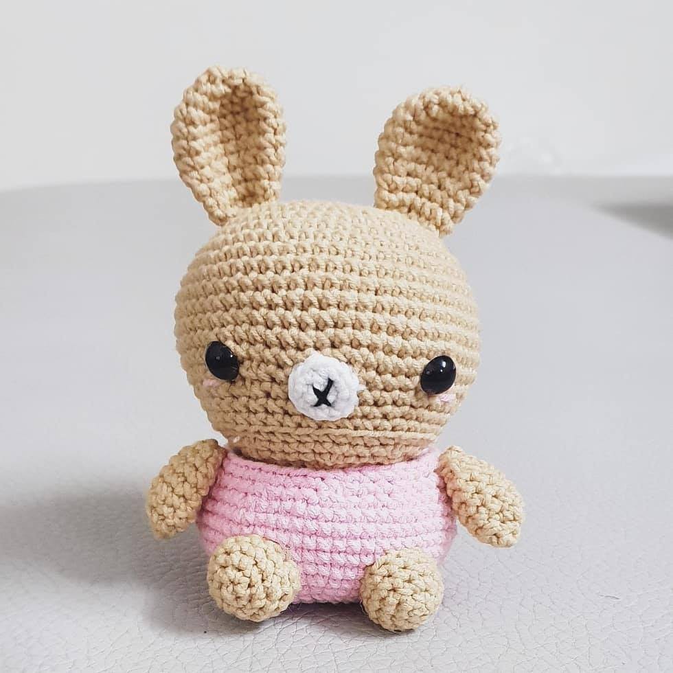 Thỏ con xing gái/ Handmade Len Bông nhập khẩu an toàn cho bé/ MeeDuosHandmade