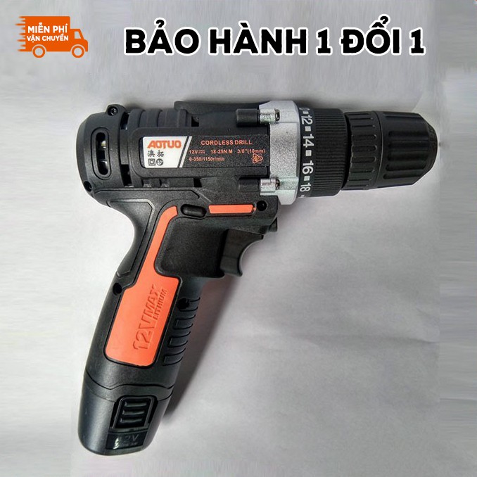Máy Khoan, Máy Bắt Vít Cầm Tay AOTUO 12V động cơ mạnh mẽ, lõi đồng 100%, bảo hành 1 đổi 1