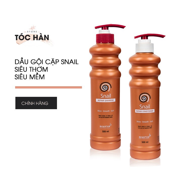 Dầu cặp Snail thơm mượt hương nước hoa phục hồi tóc khô xơ hư tổn Sophia Snail Repair Shampoo