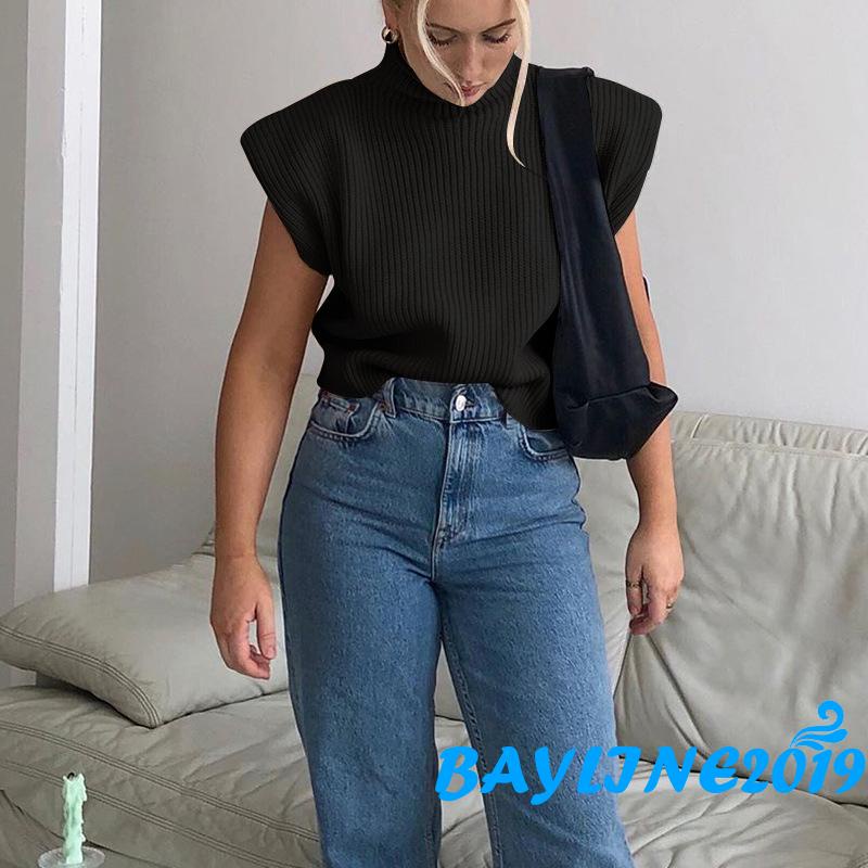 Áo Len Nữ Tay Ngắn Cổ Cao Thời Trang