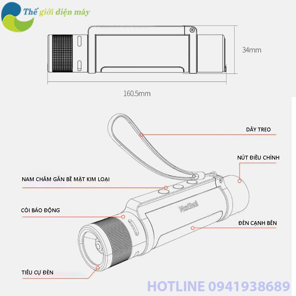 Đèn pin cầm tay đa năng Xiaomi Youpin Nextool NE20030 6 in 1 - Bảo hành 6 tháng - Shop Thế Giới Điện Máy