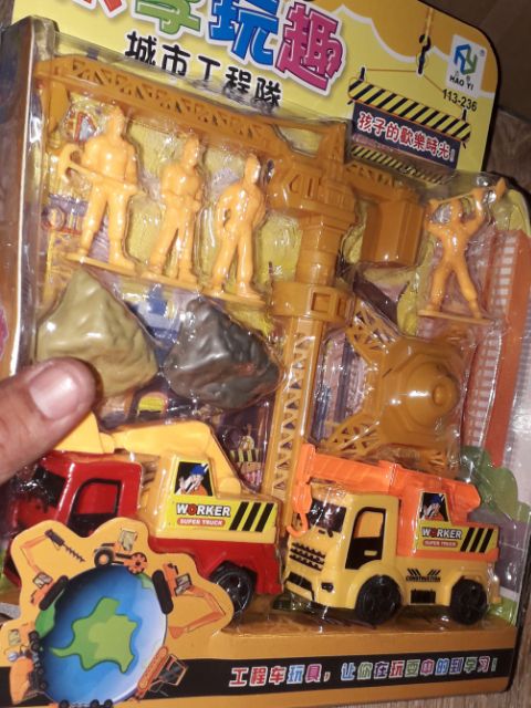 Sét xe mô hình công trình thành phố hoặc xây dựng bằng nhựa