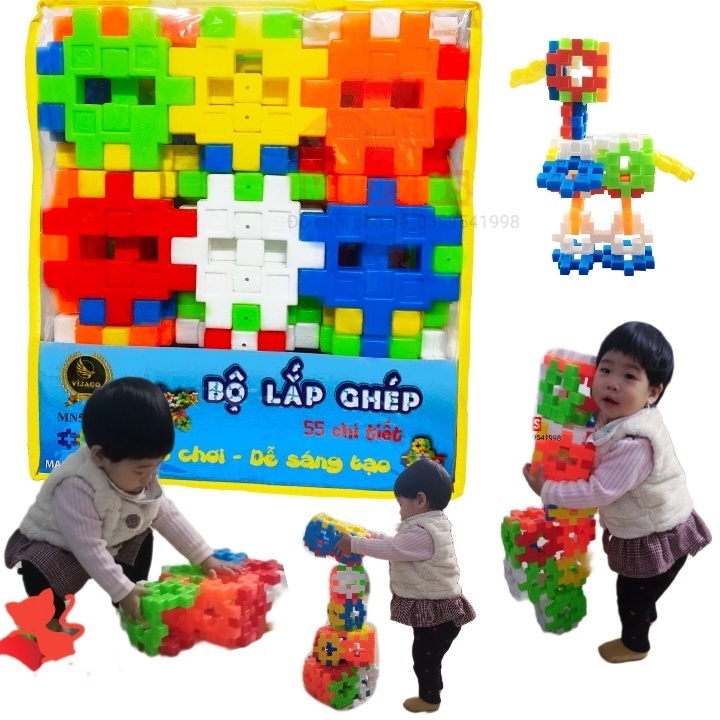 (Miếng Ghép Size Đại)Xếp Hình 55 Mảnh Ghép Cho Bé Rèn Luyện Trí Thông Minh  Hàng Việt Nam