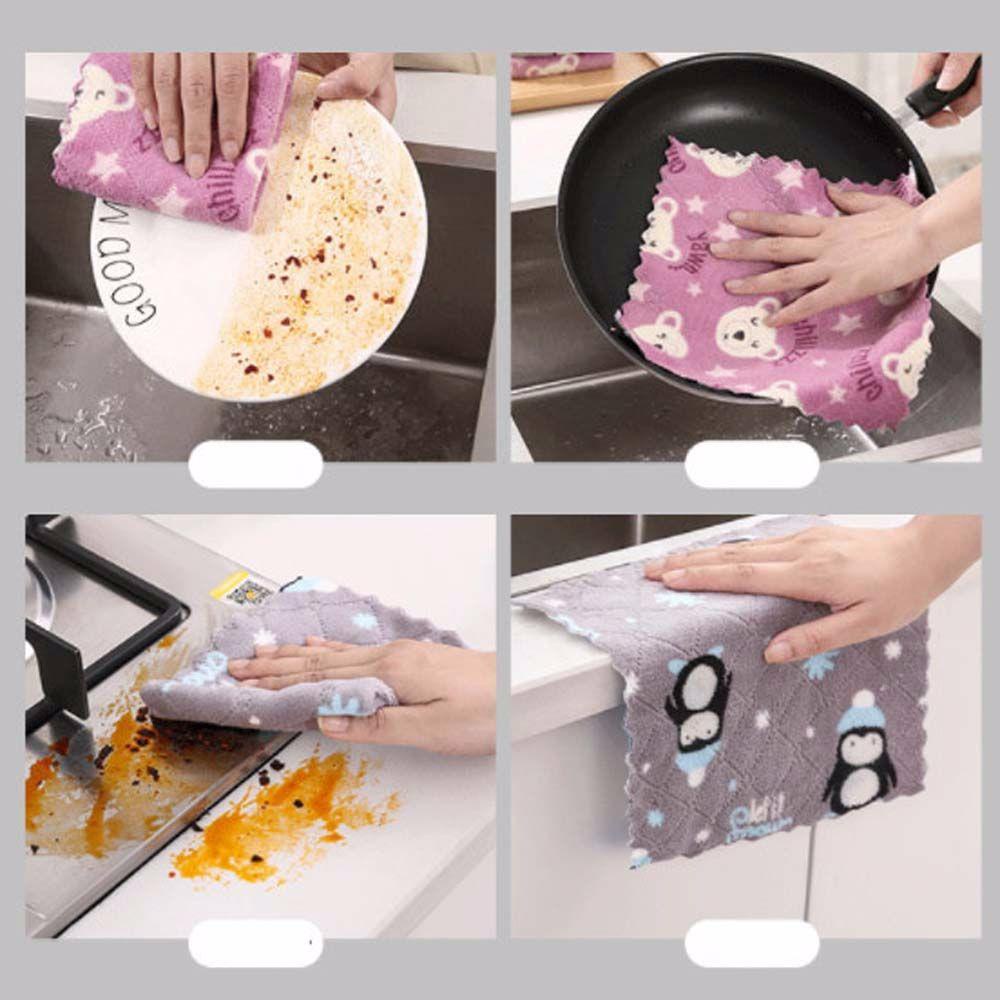 Bộ 5 Khăn Lau Chén Dĩa Bằng Sợi Microfiber Siêu Thấm Hút Có Thể Tái Sử Dụng