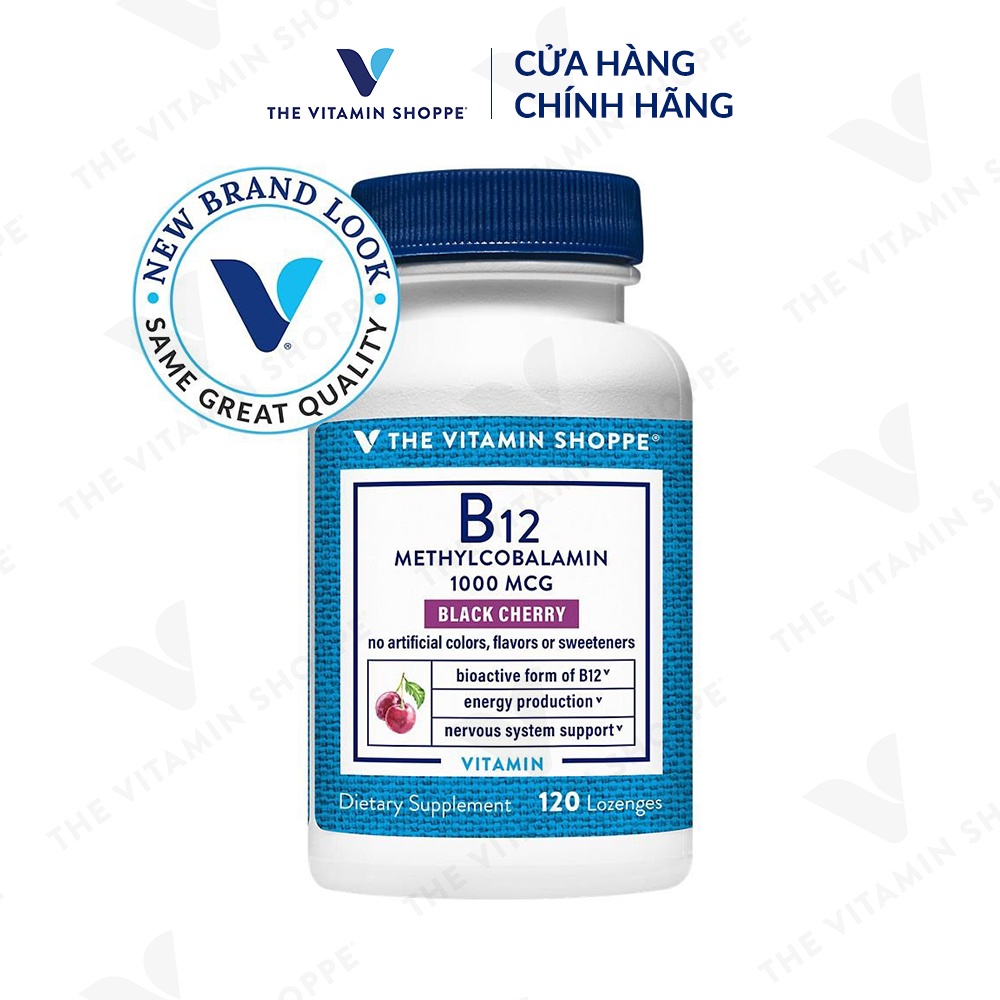 Viên ngậm hỗ trợ tạo máu và hệ thần kinh THE VITAMIN SHOPPE B12 Methylcobalamin 1000 MCG 60 viên