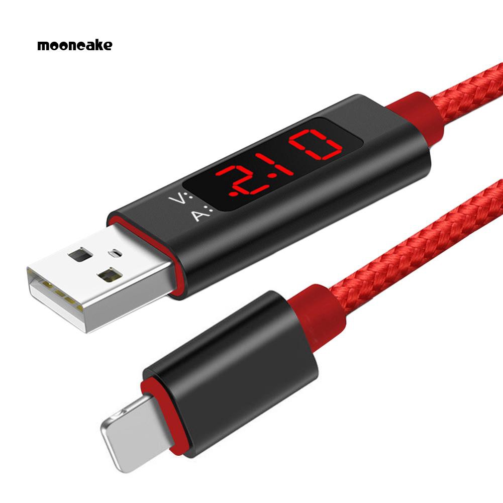 Dây cáp sạc dài 1m giắc cắm Type-C/ Micro USB dòng điện 2.1A hỗ trợ sạc nhanh tích hợp màn hình đèn LED tiện lợi