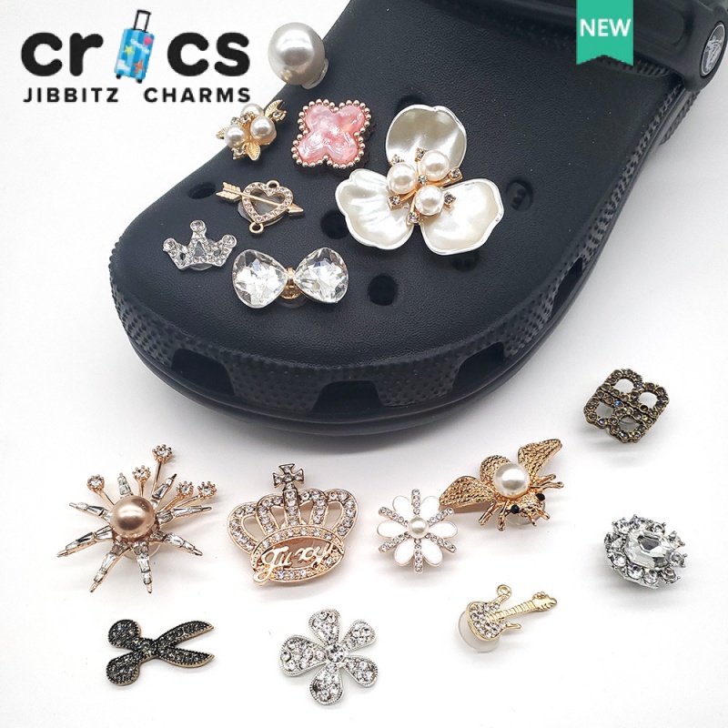Phụ Kiện Hạt Ngọc Trai Kim Loại Gắn Trang Trí Cho crocs