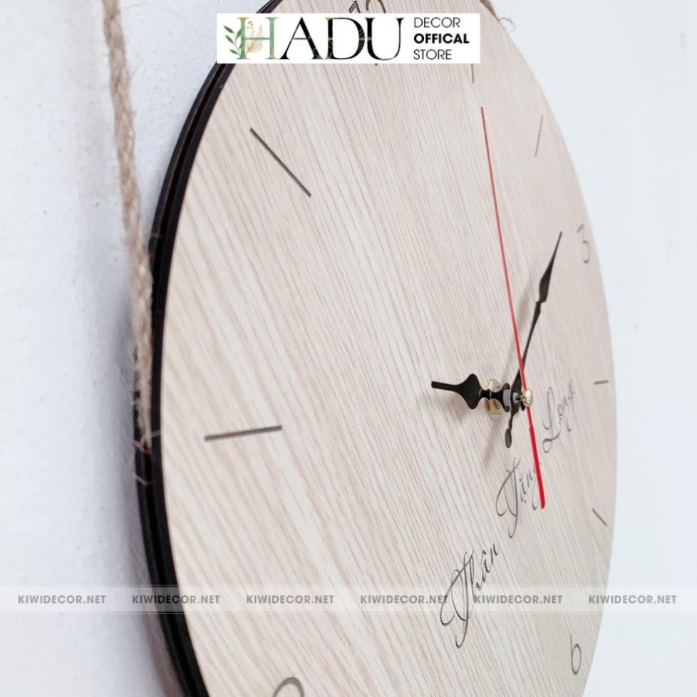 Đồng Hồ Treo Tường Gỗ Có Số Kèm Núm & Dây Treo Vintage, Decor Trang Trí Hiện Đại Tối Giản - HaduDecor