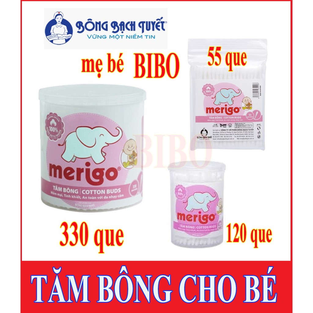 [Mẫu mới] Tăm bông Merigo 330 que (tăm bông Bạch Tuyết )