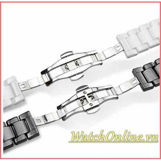 Dây gốm Ceramic cho đồng hồ 18mm 20mm 22mm (Đen)
