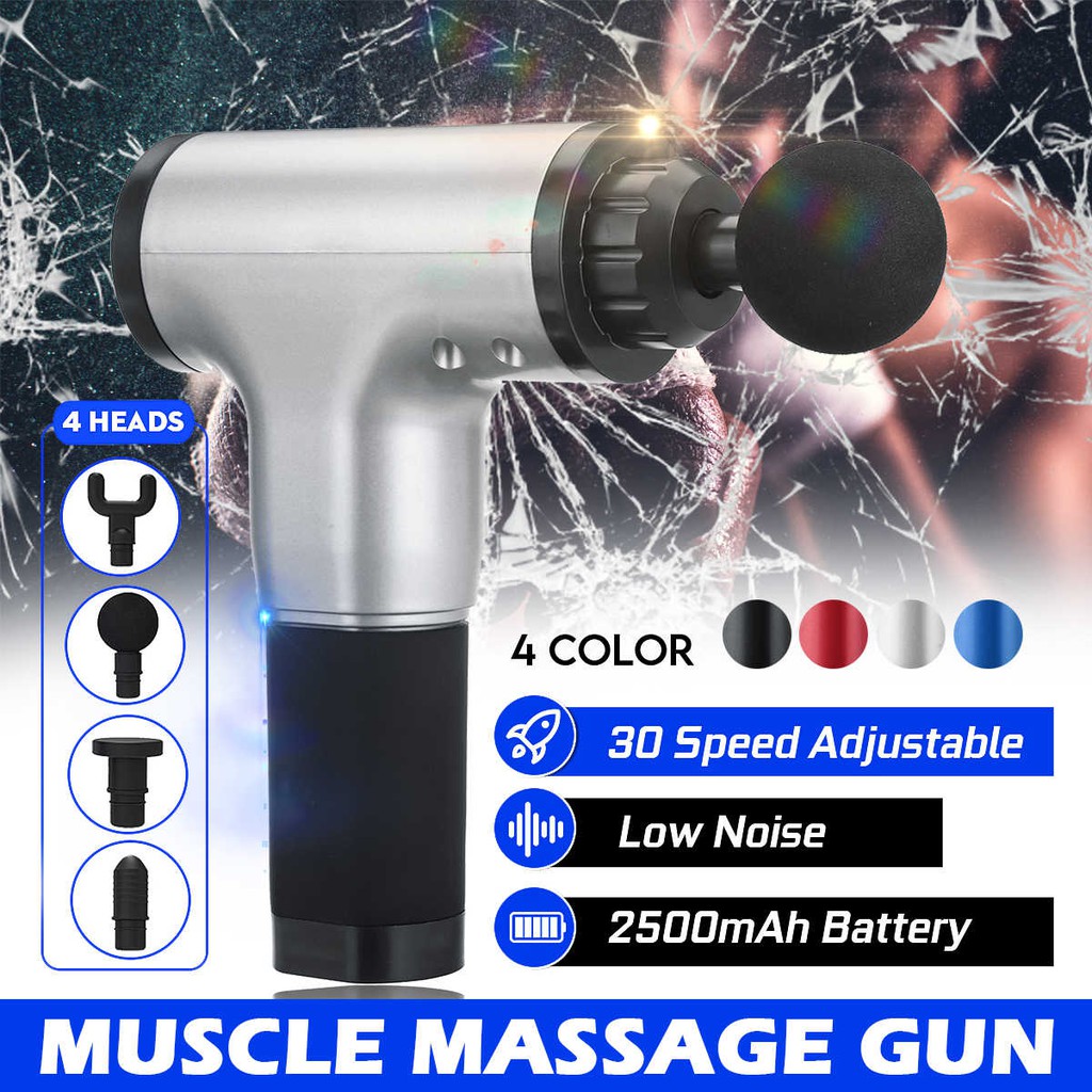 Máy Massage Fasical Gun, Súng Mat xa 4 Đầu 6 Chế Giảm Đau Nhức, Mỏi Vay Gáy Hiệu Qủa