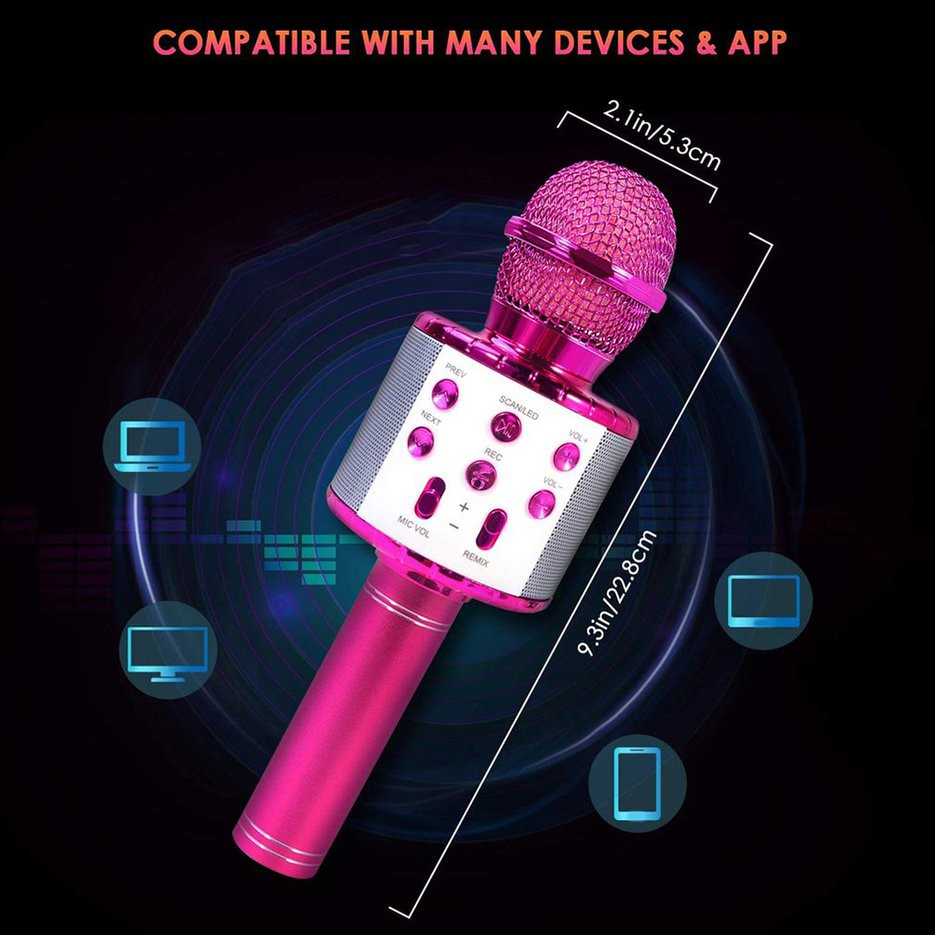 Mic Hát Karaoke Bluetooth WS-858 Không Dây Kèm loa Âm vang Ấm mic hát karaoke cầm tay micro hát trên