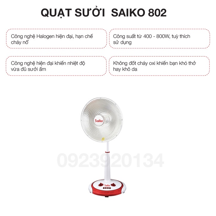 Quạt sưởi Saiko 802