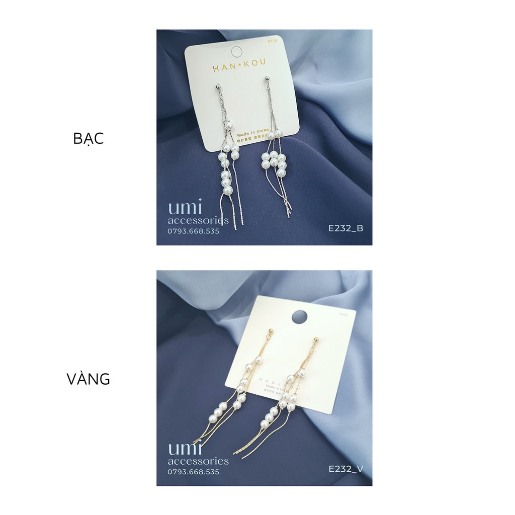 Bông Tai Khuyên Tai Nữ Đính Ngọc Dáng Dài Quyến Rũ Sành Điệu UMI E232