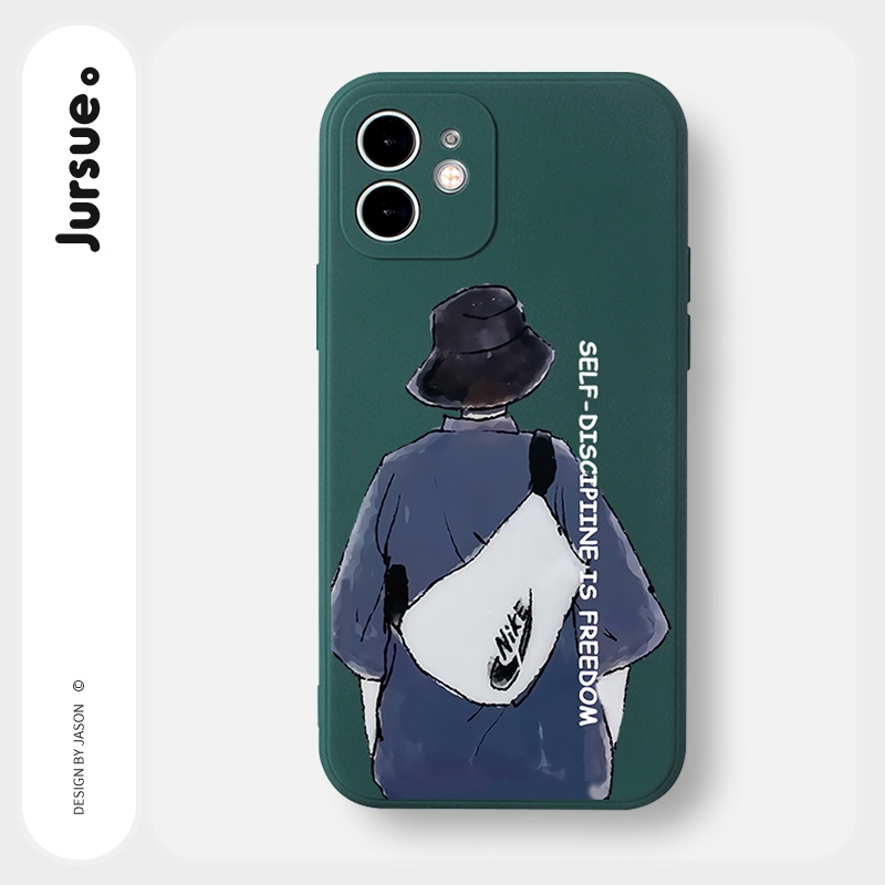 Ốp lưng JURSUE hoạt hình cặp đôi dễ thương đẹp cho iPhone 13 12 11 Pro Max SE 2020 X XR XS ip 8 7 6 6S Plus kute Y114